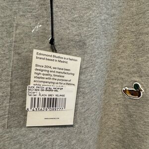 Edmmond Studios Duck Patch Short Sleeve Crew Tee Shirt Grey Melange Size Large